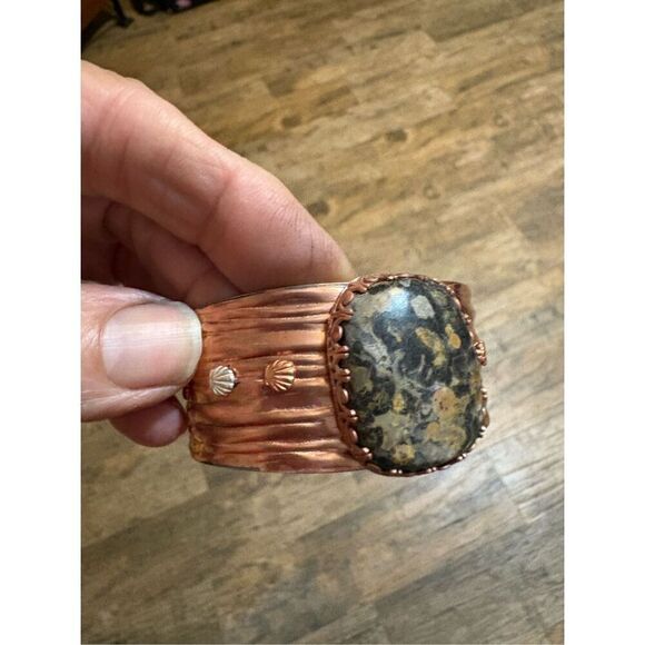 Bracelet, Ocean Jasper and Copper Cuff, Copper Bracelet, NEW, Artisan, Hand Made - Picture 3 of 8